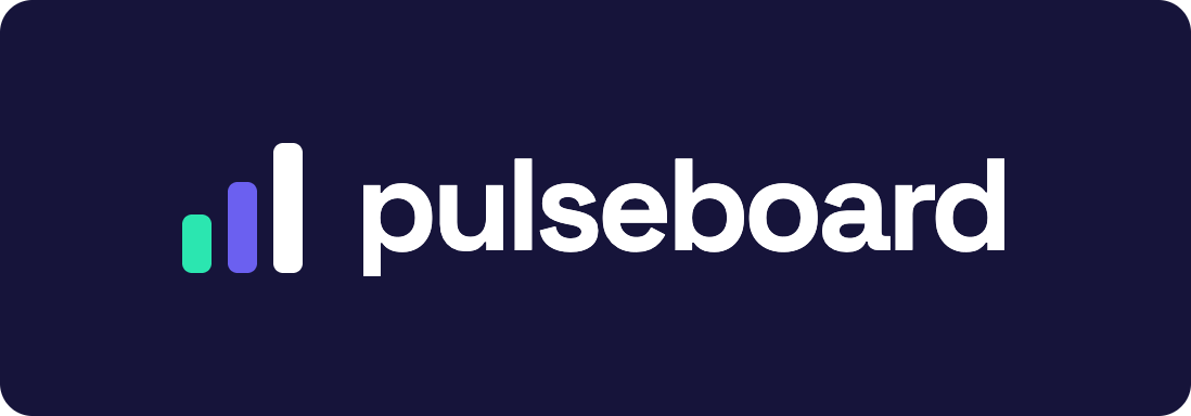 Pulseboard reversed logo — white word-mark on midnight