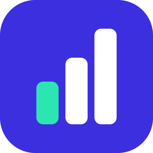 Pulseboard app icon — white and mint bars on indigo